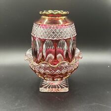 Westmoreland Glass RUBY FLASHED & Clear Cut Fairy Courting Candle Lamp Light picture