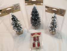 Lot of 3 Vintage NIB LEMAX Large Winter Trees & Sleds Snowy Pine Evergreen NOS picture