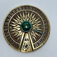 Brass Sundial Zodiac Calendar Compass Turquoise Blue Dial Desktop Israel picture