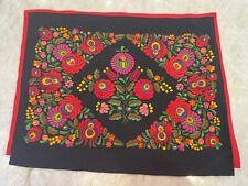 Vintage Hungarian Fabric Pillow Case Black MATYO Hand Embroidered Wool Fabric picture