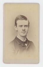 Antique CDV Circa 1870s Handsome Smiling Young Man in Suit Poughkeepsie, NY picture