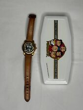 VINTAGE ARMITRON COLLECTIBLES PEANUTS BROWN LEATHER BAND SNOOPY WATCH WITH CASE picture