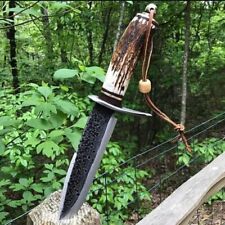 ABCUTLERY FANCY HANDMADE STEEL D2 BOWIE KNIFE HANDLE STEEL CLIP AND STAG ANTLER  picture
