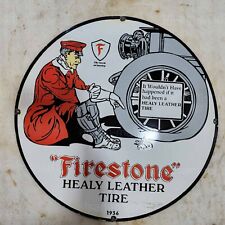 FIRESTONE TIRE 30 INCHES ROUND ENAMEL SIGN picture
