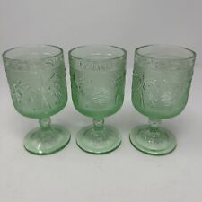 3 INDIANA GLASS CHANTILLY GREEN TIARA SANDWICH PATTERN 5 3/4 INCH GOBLET picture