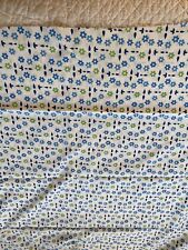 Vtg 60s 70s Floral Cotton Fabric FLOWER POWER Blue Green Boho Panel  47” X 112” picture