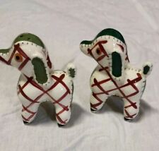 VTG Kitchy CERAMIC NAPCO STITCHED PATCHWORK PUPPIES SALT & PEPPER SHAKERS JAPAN picture