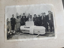 Vintage Post Mortem Graveside Mexican American Family Standing Over Casket 1946 picture