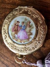 Vintage Fragonard Hand Painted Compact ~ Detailed Gold Design picture