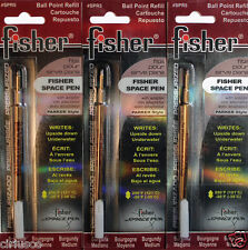 3 PACK Lot Fisher Space Pen Pressurized Refills Medium Point Burgundy Ink picture