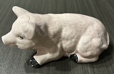 UCGC Taiwan VINTAGE figurine Sweet Laying Down Porcelain Pig Collectible 6” picture