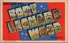 c1940s FORT LEONARD WOOD Missouri Large Letter Postcard / Curteich. Linen WWII picture