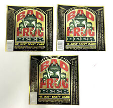 Bad Frog 12 Oz Beer Bottle Label Wauldron Corp by Frankenmuth Brewery Lot Of 3 picture