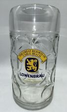 Vintage Lowenbrau 32 Ounce Dimpled Glass 8” Beer Stein Heavy Mug picture