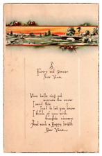 Antique A Bright and Happy New Year, Winter Scene, Postcard picture