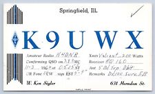 QSL CB Ham Radio K9UWX Ken Sigler, Springfield Illinois, Sangamon County IL 1962 picture