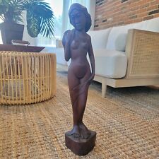 Vintage Hand Carved 24” Bali Sculpture of Woman, Indonesian Art, Signed, 3A picture