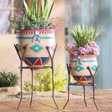 Set of 2 Native Desert Southwest Garden Planters w/ Metal Stands picture