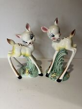 Rare Vintage Kitsch White Fawn Deer Made In Japan Figurine Pair Anamorphic picture