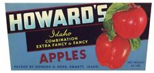 HOWARD'S Vintage Emmett Idaho Apple Crate Label, ***AN ORIGINAL LABEL*** picture
