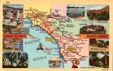 Southern CA-California Romantic Highways Landmark Map Vintage Postcard picture