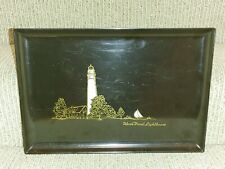 Vintage Mid Century Couroc Inlaid Tray Wind Point Lighthouse 15.5
