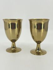 2 Vintage Communion Cups Brass / Silver plate From Korea Wedding Religious Event picture