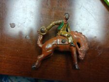 Vintage Cast Iron Cowboy On Bucking Bronco Small 3x3.5 Inches  picture