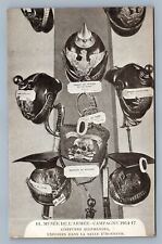 MILITARY HELMETS MUSEUM DISPLAY ANTIQUE POSTCARD  picture