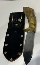 Custom Made Hunting Knife Leather Sheath Antler Carved Handle Unique Piece picture