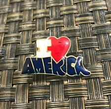VINTAGE 1980'S I LOVE AMERICA RED WHITE BLUE COLLECTIBLE ENAMEL PIN RARE L@@K  picture
