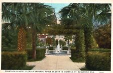 Postcard FL St Augustine Fountain Hotel Alcazar Grounds 1930 Vintage PC J8925 picture
