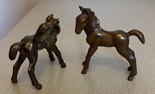 JB Jennings Brothers Pair Horse Pony Colt Foal Copper Patina Cast Metal Figures picture