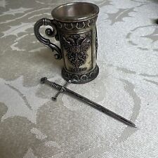 Candlestick Pewter Small Cup Decor Artifact Vintage Metal Rare Toledo Spain Beer picture