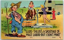 Postcard - Man and Women Farming Art Print picture
