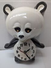 Vintage Cute Mid-Century Ceramic Panda Wall Clock Bear Unique Works Battery HTF picture