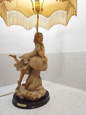 Large Ok Collection Resin Shaded Figural Lamp Girl On Mushroom Rare Vtg picture