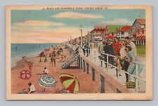 Postcard Beach & Boardwalk Scene Virginia Beach VA c1948 picture