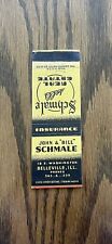 John And Bill Schmale Belleville Illinois Vintage Matchbook Cover picture