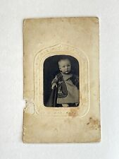 Antique Victorian Old Tintype Photo Adorable Cute Child Girl Or Boy Tin Type picture