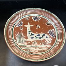 tlaquepaque mexican pottery plate Hand Painted Deer 11 1/2 In picture