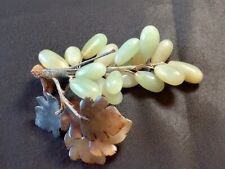 Retro Vintage Stone GRAPE CLUSTER Fruit Jadeite Jade Glass Leaves Marble picture