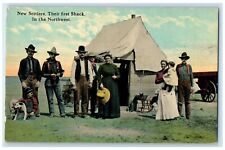 c1930's New Settlers Their First Shack In The Northwest Tent Frontier Postcard picture