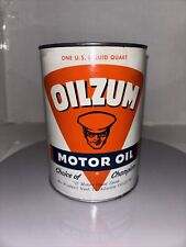 GREAT CONDITION FULL  GRAPHIC 60's era vintage OILZUM MOTOR OIL Old 1 qt Can picture