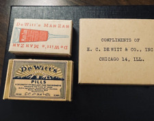 DeWitt's Kidney Pills Man-Zan Sample Tin Orig Boxes Medical Memorabilia 1930's picture