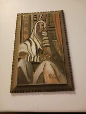 Rare Vintage Handcarved And Hand Painted Wood Portrait Of Egyptian Woman picture