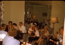 1960's 35mm vintage Kodachrome Slide family get together crowded roombig mirror. picture