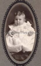 Darling Baby w Pin-tucked Ruffled Dress & Curly Hair Antique Oval Mounted Photo picture