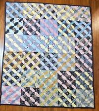 Vintage Hand Made MCM Multicolor Lightweight Patchwork Crazy Quilt 76 x 63 in picture