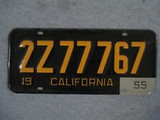 Vintage 1955 Metal California Auto License Plate 2Z 77 767 With Corner Tag Tab picture